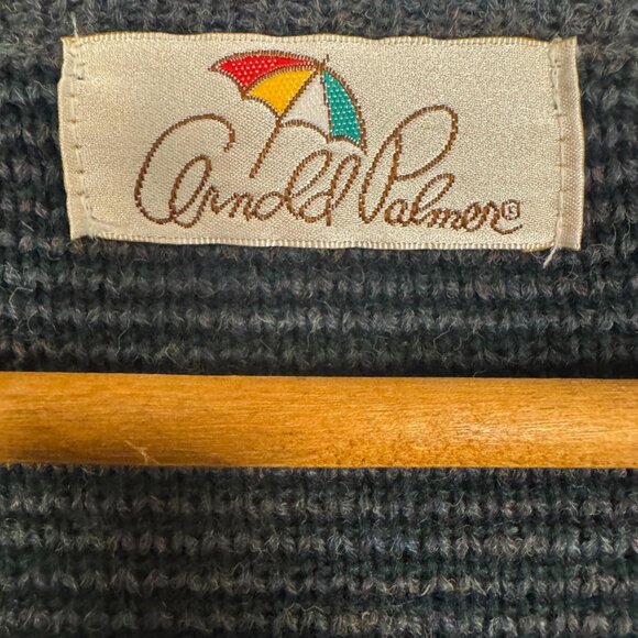 Vintage Arnold Palmer Golf Sweater XL – 90s Golf Scene Knit, Grandpa V-Neck - Picture 3 of 9